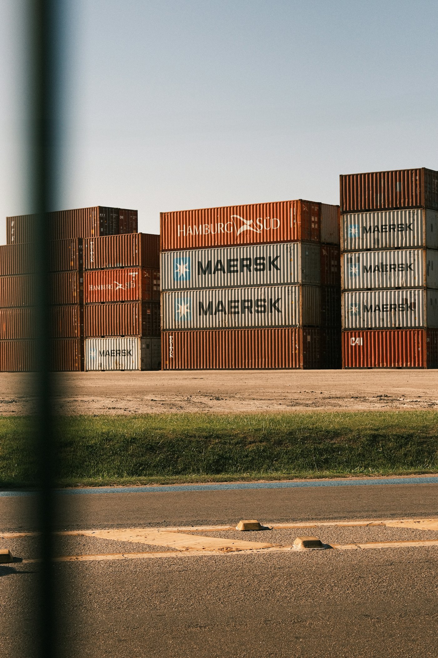 Containers stacked at a port